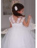 Ivory Lace Tulle V Back Flower Girl Dress